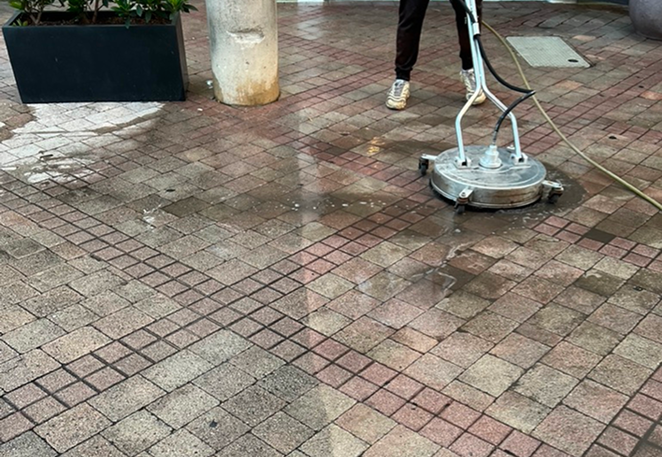 Pressure washing patio